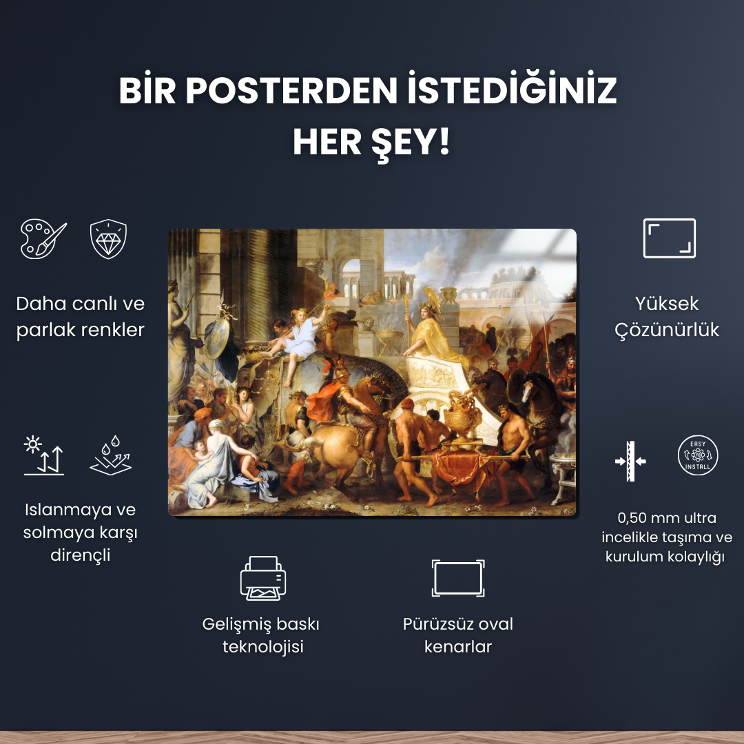İskender'in Babil'e Girişi (Entry of Alexander into Babylon) - Charles Le Brun - Metal Poster & Tablo