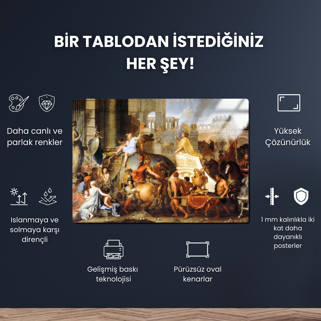 İskender'in Babil'e Girişi (Entry of Alexander into Babylon) - Charles Le Brun - Metal Poster & Tablo