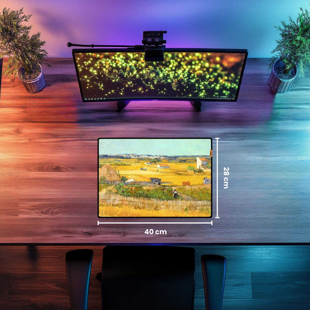 Mavi Arabalı Hasat Zamanı (A Harvest Landscape with Blue Cart) - Vincent van Gogh - Mouse Pad & Masa Matı
