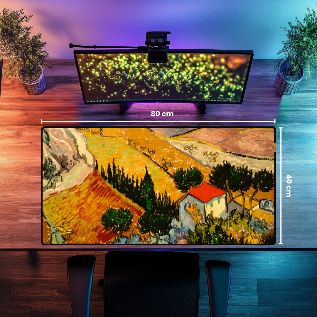 Ev ve Çiftçi ile Kır Manzarası (Landscape with House and Ploughman) - Vincent van Gogh - Mouse Pad & Masa Matı