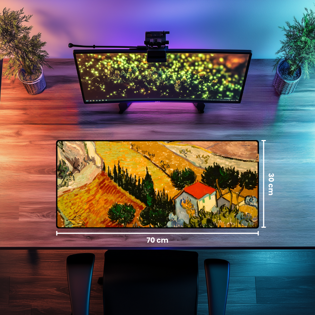 Ev ve Çiftçi ile Kır Manzarası (Landscape with House and Ploughman) - Vincent van Gogh - Mouse Pad & Masa Matı