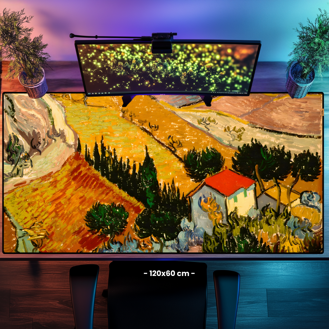 Ev ve Çiftçi ile Kır Manzarası (Landscape with House and Ploughman) - Vincent van Gogh - Mouse Pad & Masa Matı