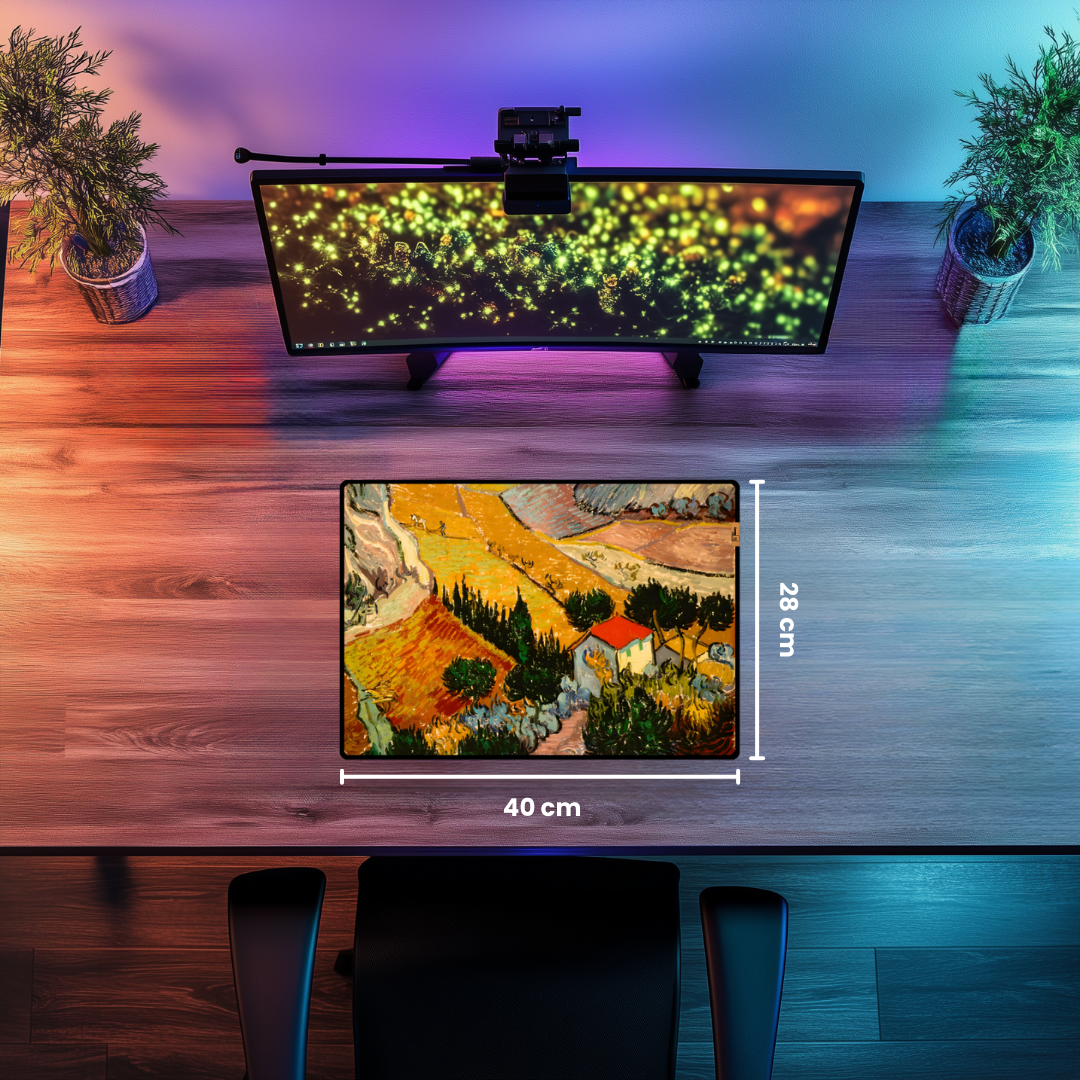 Ev ve Çiftçi ile Kır Manzarası (Landscape with House and Ploughman) - Vincent van Gogh - Mouse Pad & Masa Matı