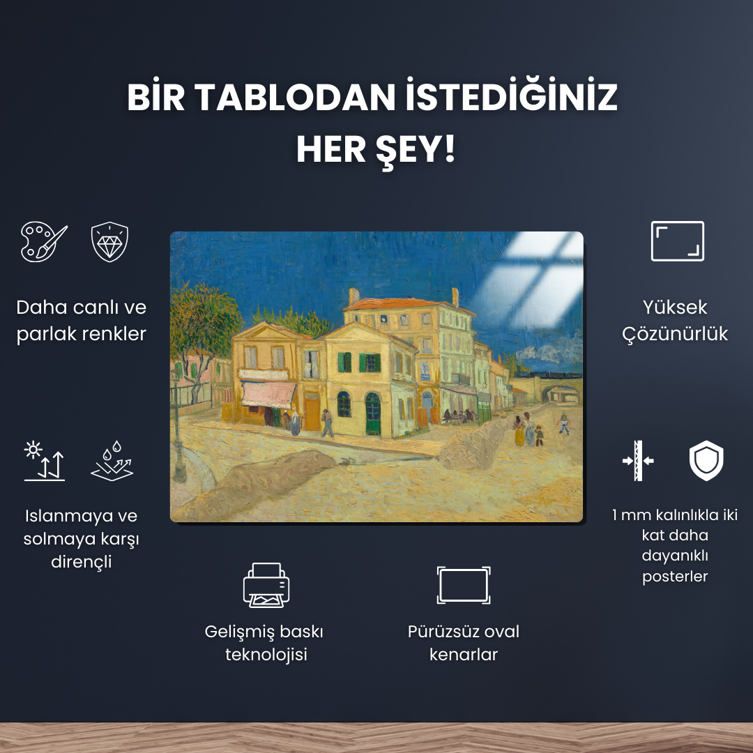 Sarı Ev (The Yellow House) - Vincent Van Gogh - Metal Poster & Tablo