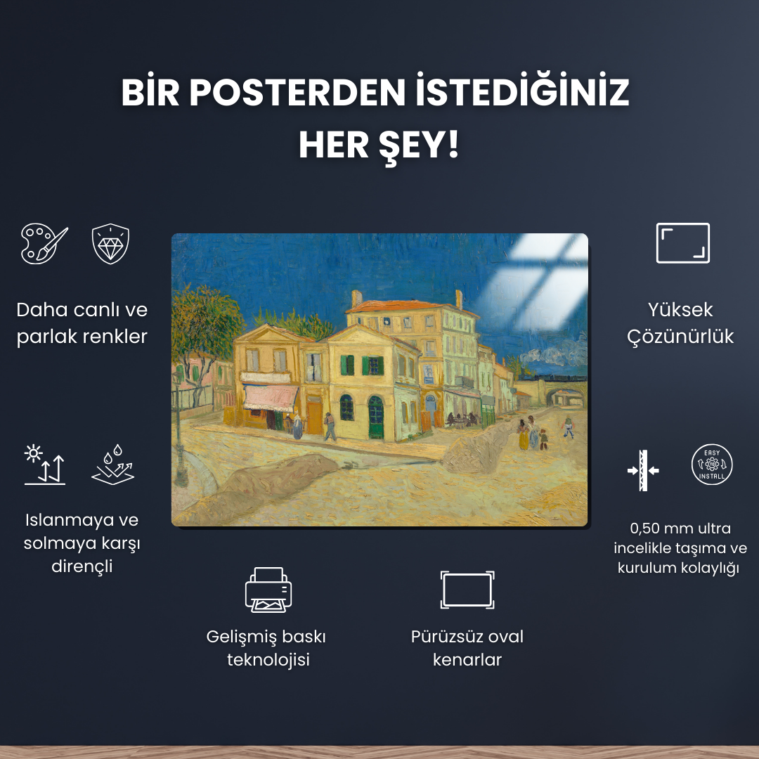 Sarı Ev (The Yellow House) - Vincent Van Gogh - Metal Poster & Tablo