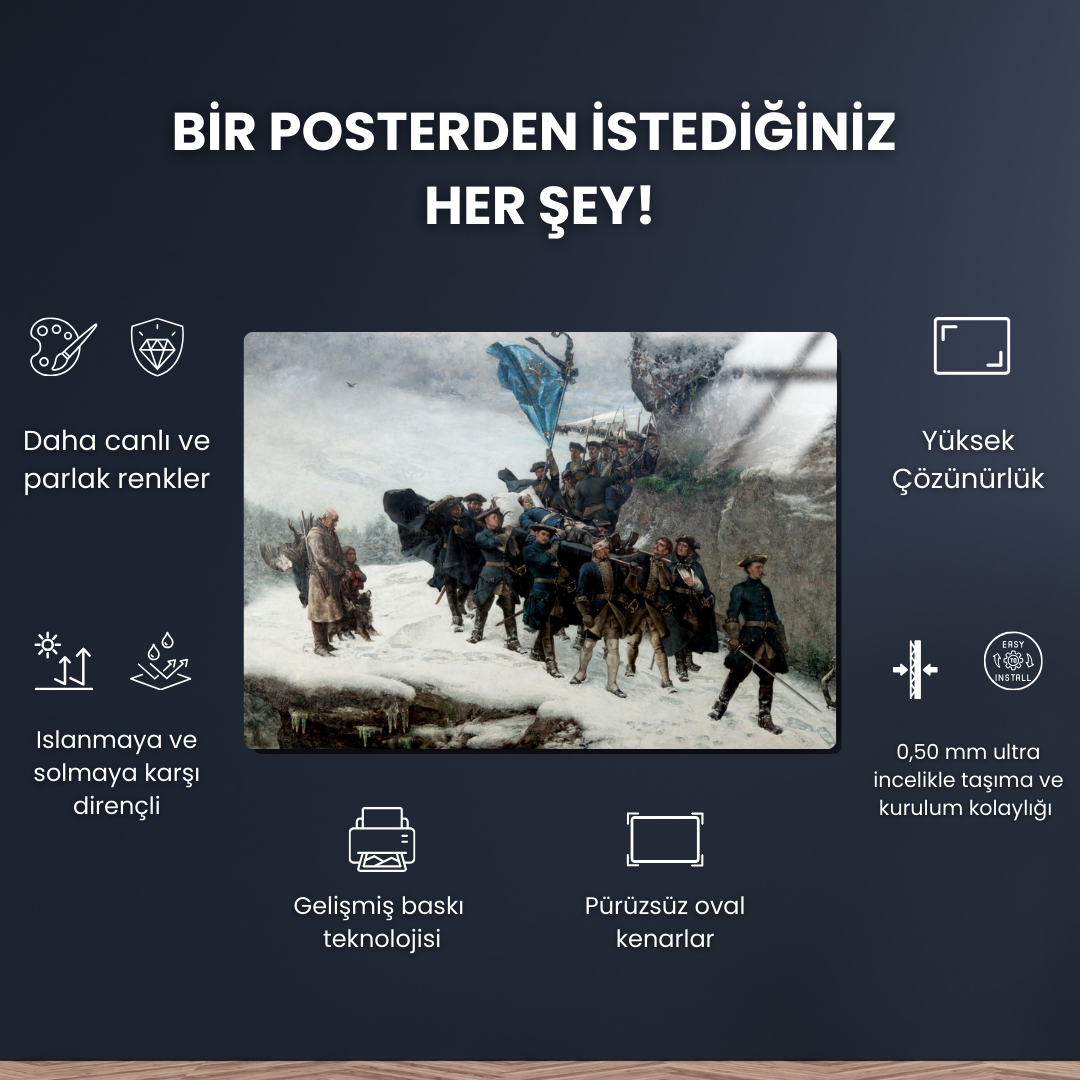 Isveç Kralı XII Karl’ın Bedenini Vatanına Getirilişi (Bringing Home the Body of King Charles XII) - Gustaf Cederström - Metal Poster & Tablo