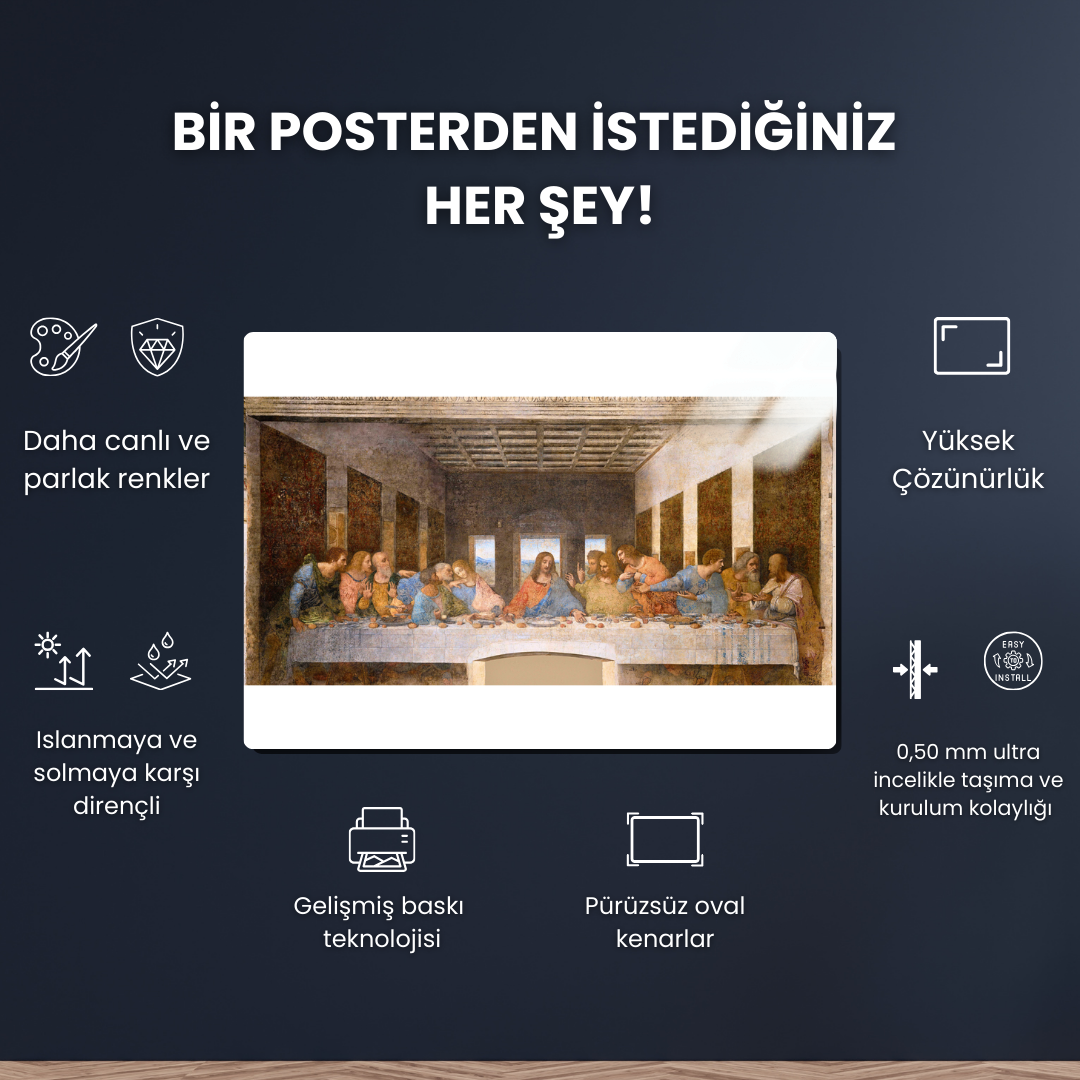 Son Akşam Yemeği (The Last Supper) - Leonardo da Vinci - Metal Poster & Tablo