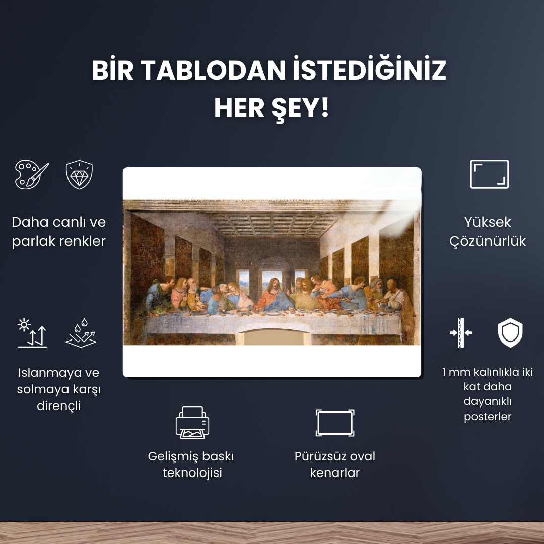 Son Akşam Yemeği (The Last Supper) - Leonardo da Vinci - Metal Poster & Tablo