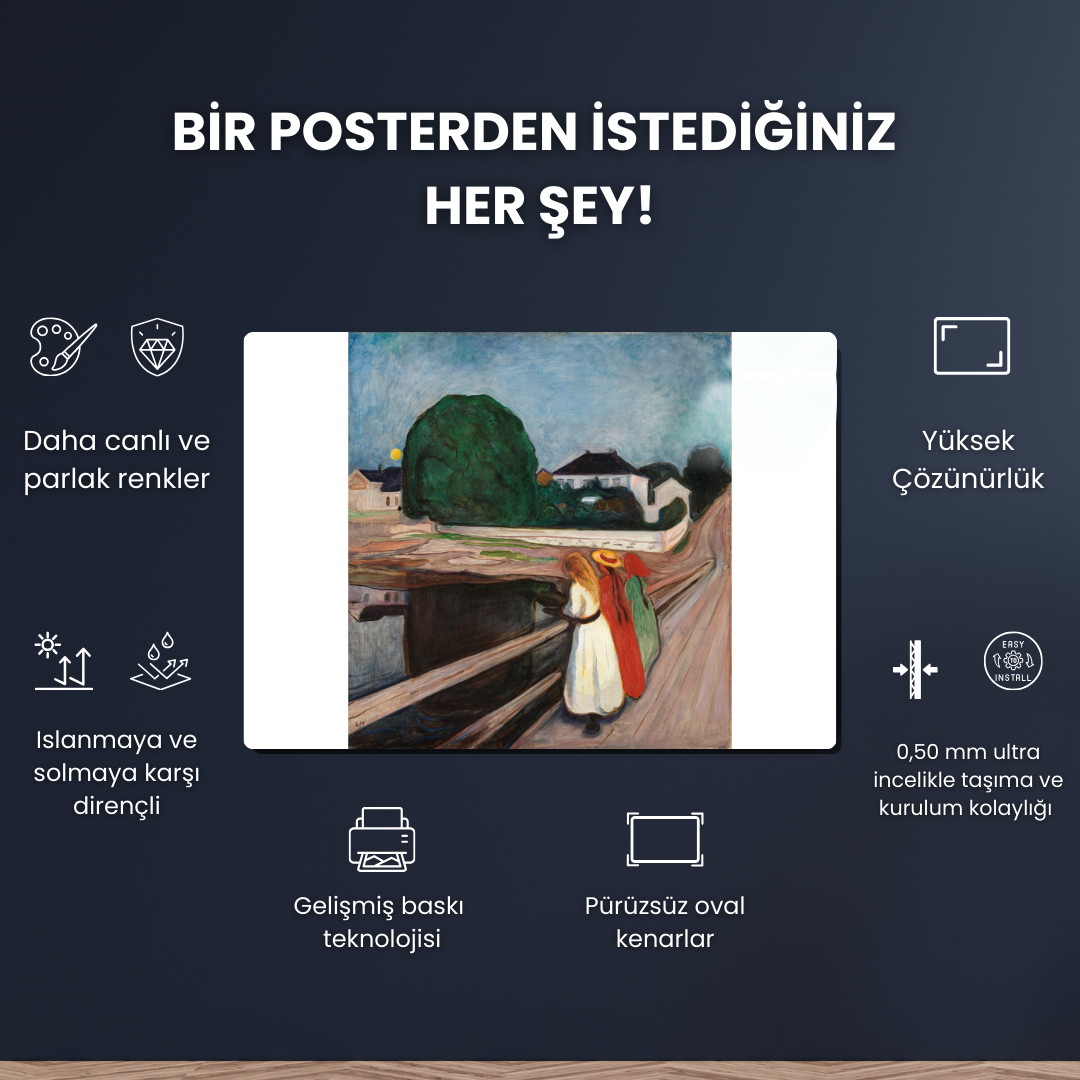 Köprüdeki Kızlar (The Girls on the Bridge) - Edvard Munch - Metal Poster & Tablo