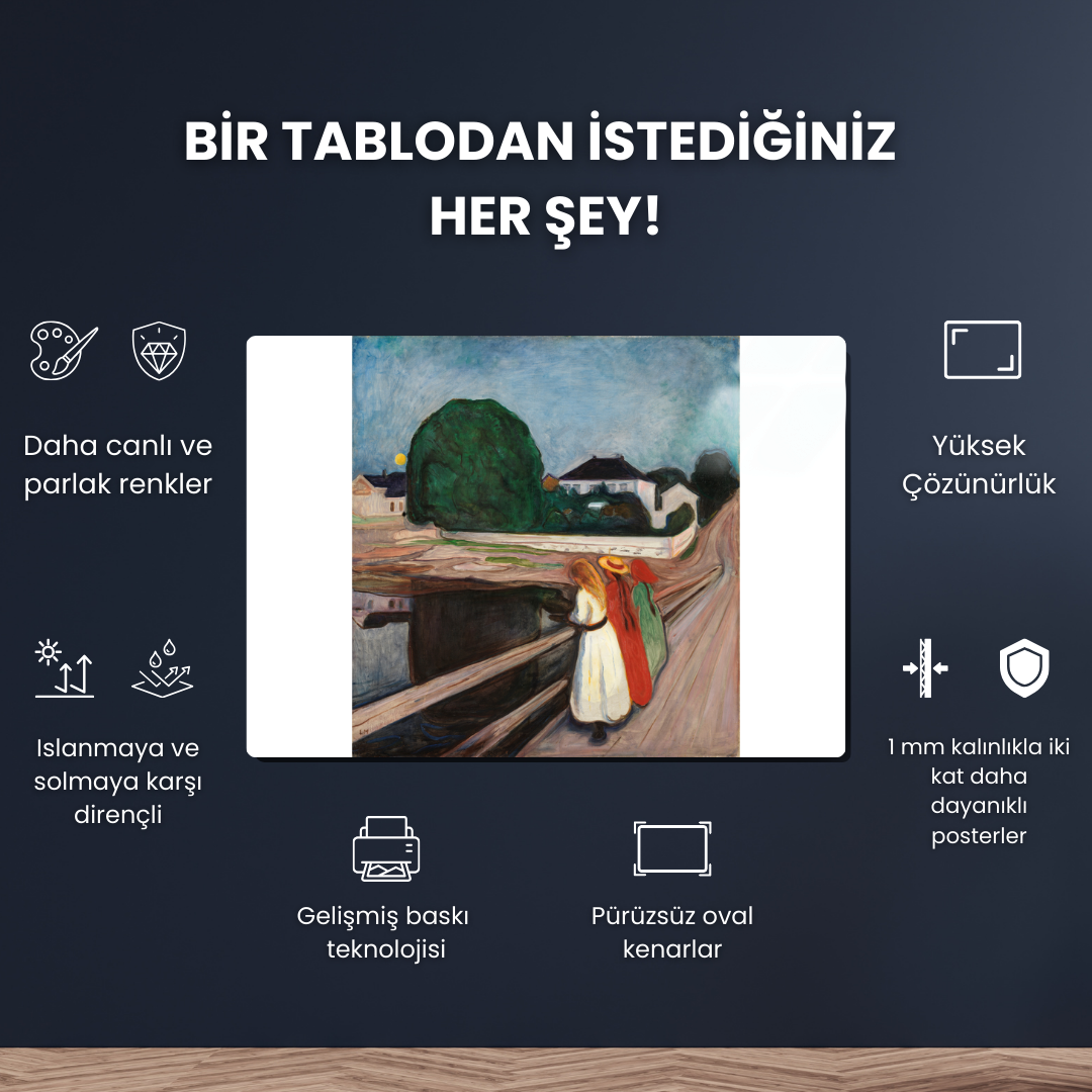 Köprüdeki Kızlar (The Girls on the Bridge) - Edvard Munch - Metal Poster & Tablo