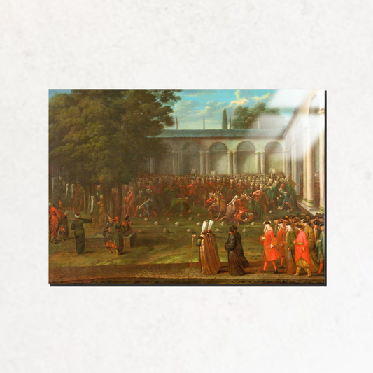 Cornelis Calkoen, Sultan III. Ahmed'le Görüşme Yolunda - (Cornelis Calkoen on his Way to his Audience with Sultan Ahmed III) - Jean Baptiste Vanmour - Metal Poster & Tablo