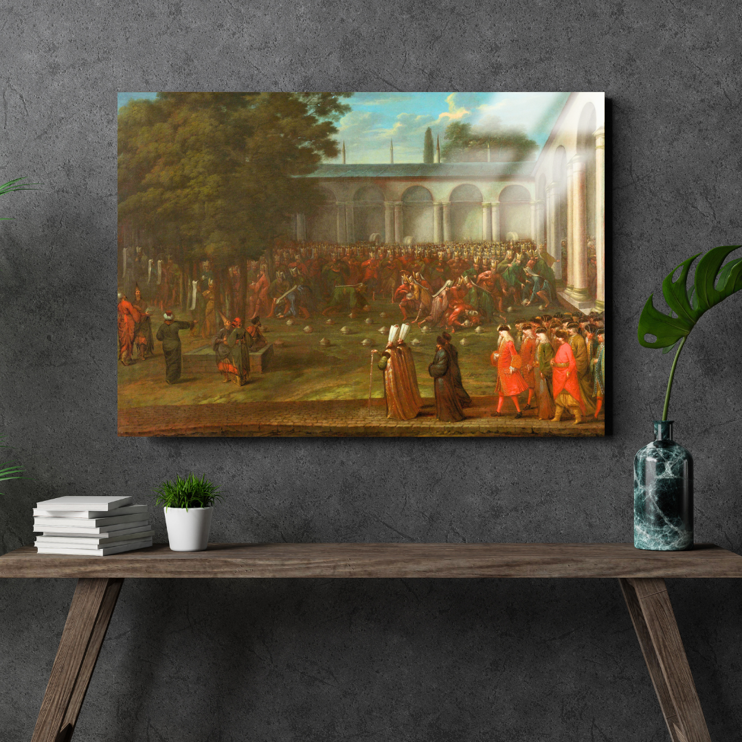 Cornelis Calkoen, Sultan III. Ahmed'le Görüşme Yolunda - (Cornelis Calkoen on his Way to his Audience with Sultan Ahmed III) - Jean Baptiste Vanmour - Metal Poster & Tablo