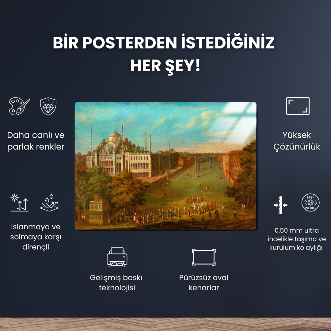 Sadrazam Atmeydanı'nı Geçerken (The Grand Vizier Crossing the Atmeydanı (Horse Square) - Jean Baptiste Vanmour - Metal Poster & Tablo