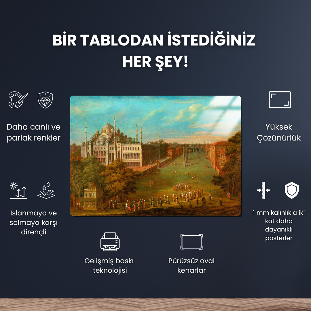 Sadrazam Atmeydanı'nı Geçerken (The Grand Vizier Crossing the Atmeydanı (Horse Square) - Jean Baptiste Vanmour - Metal Poster & Tablo