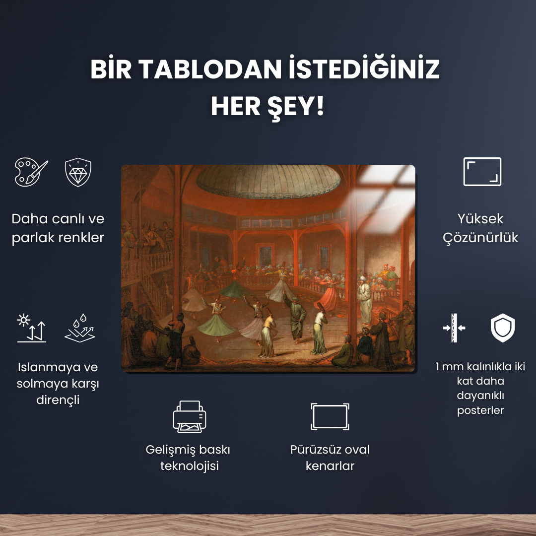 Mevlevi Dervişler (Whirling Dervishes) - Jean Baptiste Vanmour - Metal Poster & Tablo