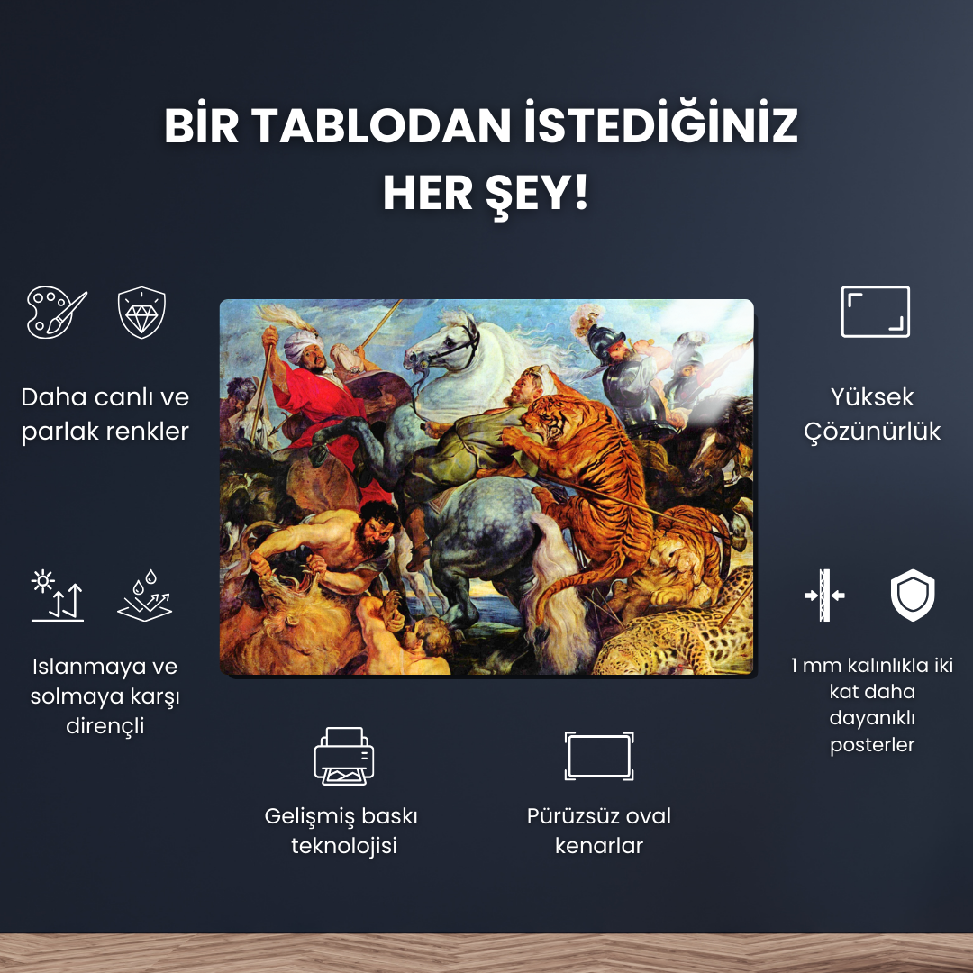 Kaplan Avı (The Tiger Hunt) - Peter Paul Rubens - Metal Poster & Tablo