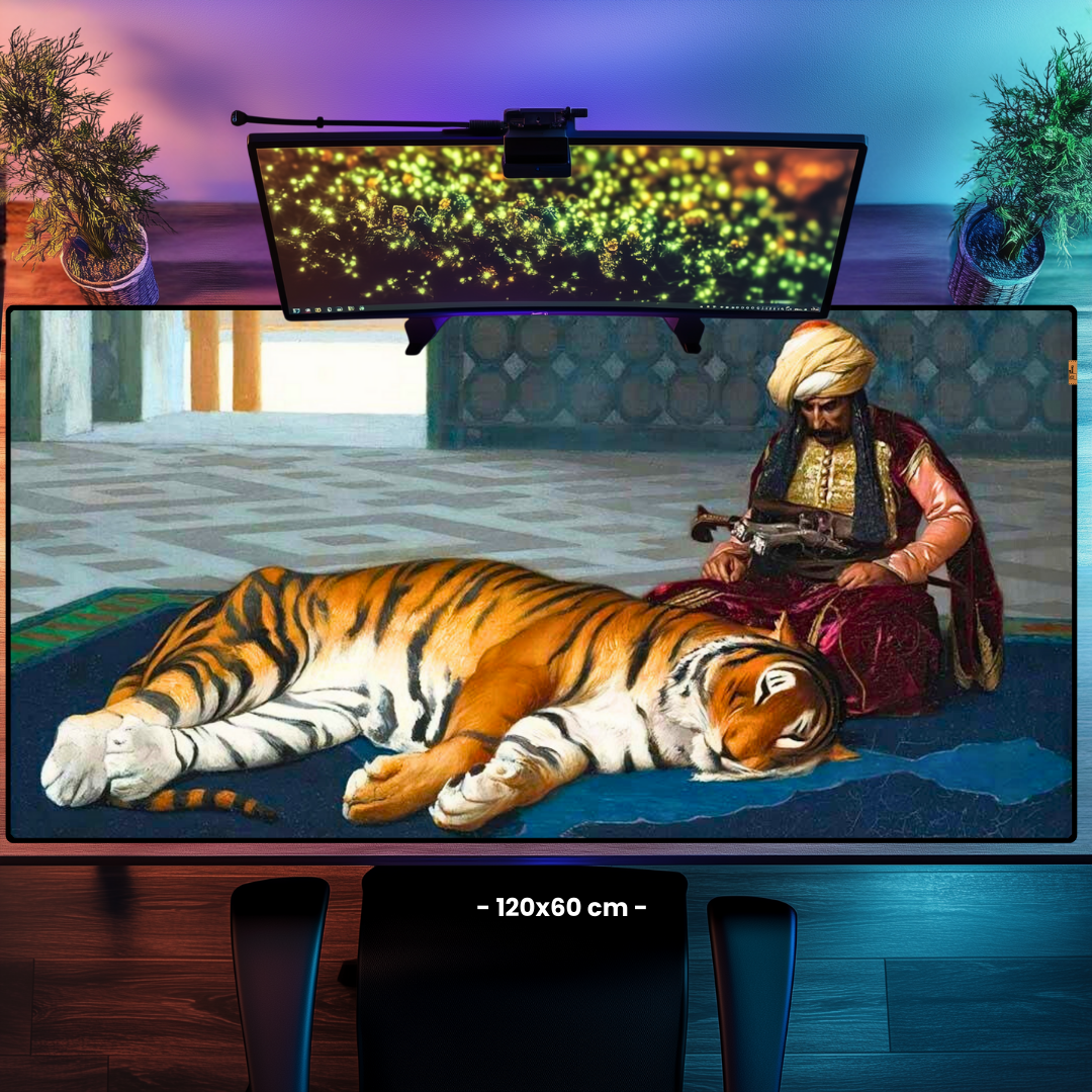Kaplan ve Muhafız (The Tiger And The Guardian) - Jean Leon Gerome - Mouse Pad & Masa Matı