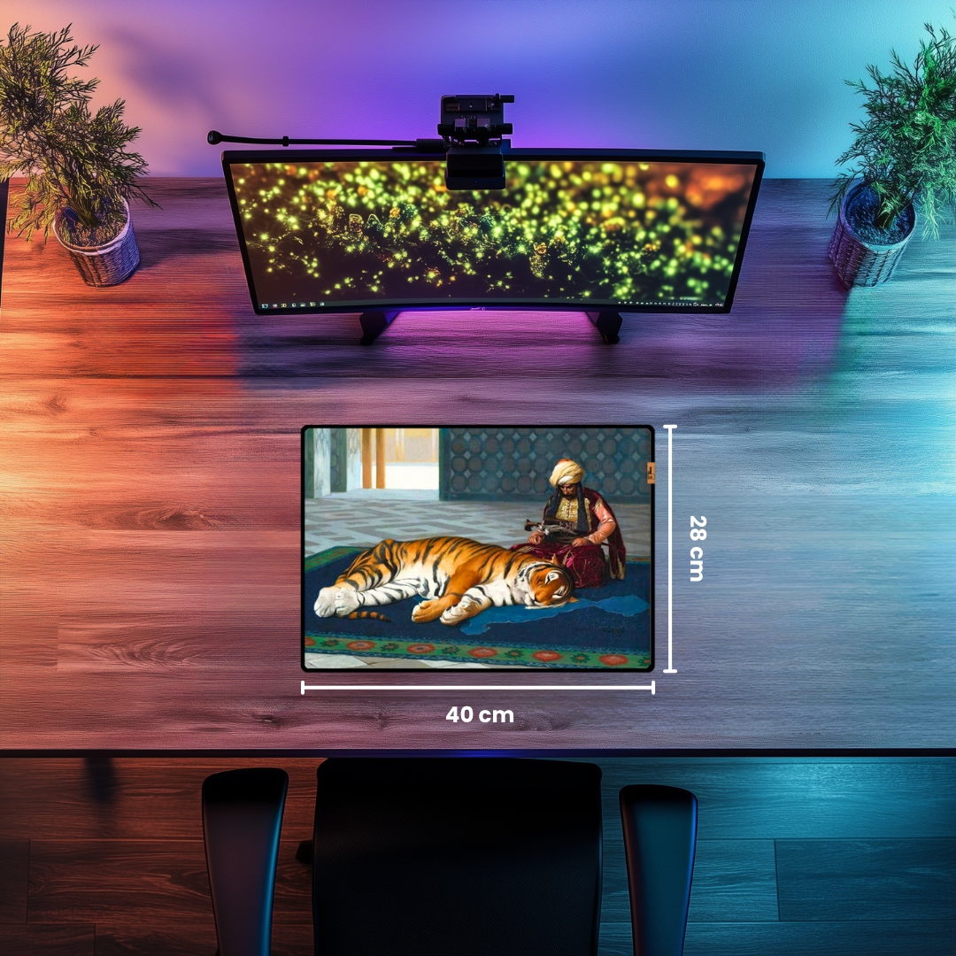 Kaplan ve Muhafız (The Tiger And The Guardian) - Jean Leon Gerome - Mouse Pad & Masa Matı