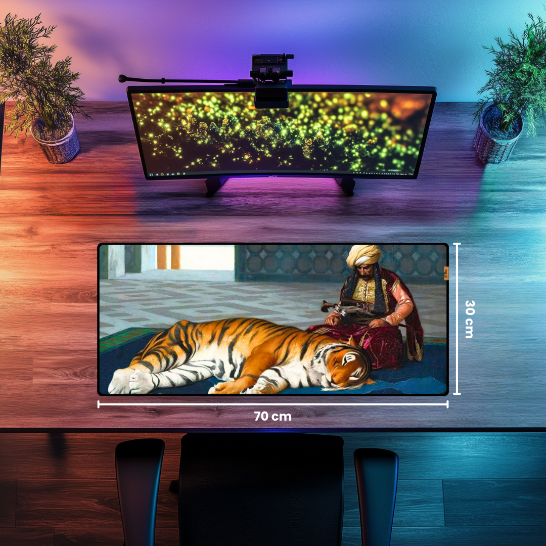 Kaplan ve Muhafız (The Tiger And The Guardian) - Jean Leon Gerome - Mouse Pad & Masa Matı