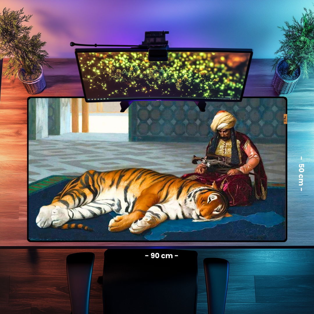 Kaplan ve Muhafız (The Tiger And The Guardian) - Jean Leon Gerome - Mouse Pad & Masa Matı