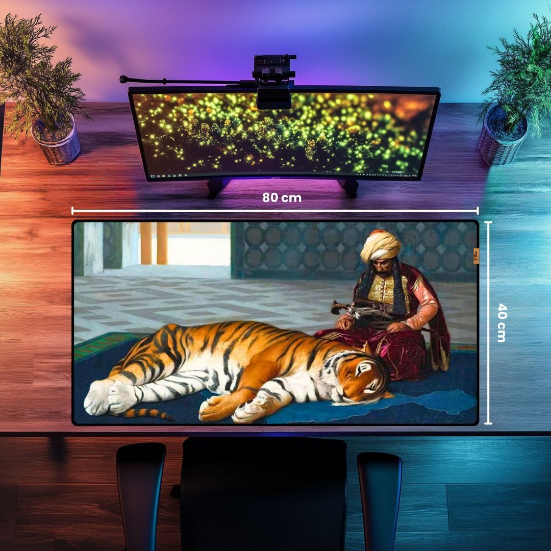 Kaplan ve Muhafız (The Tiger And The Guardian) - Jean Leon Gerome - Mouse Pad & Masa Matı