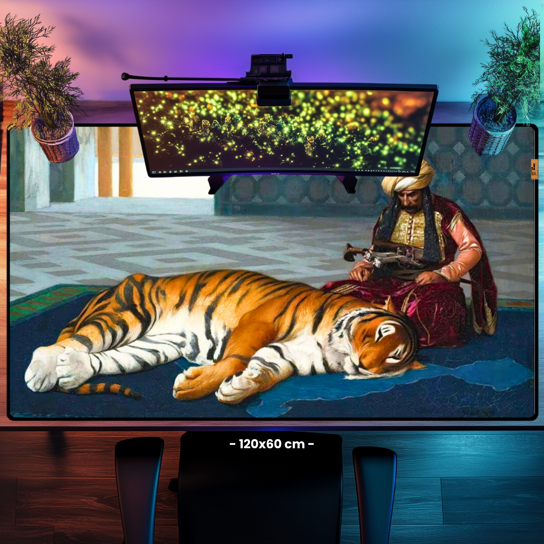 Kaplan ve Muhafız (The Tiger And The Guardian) - Jean Leon Gerome - Mouse Pad & Masa Matı