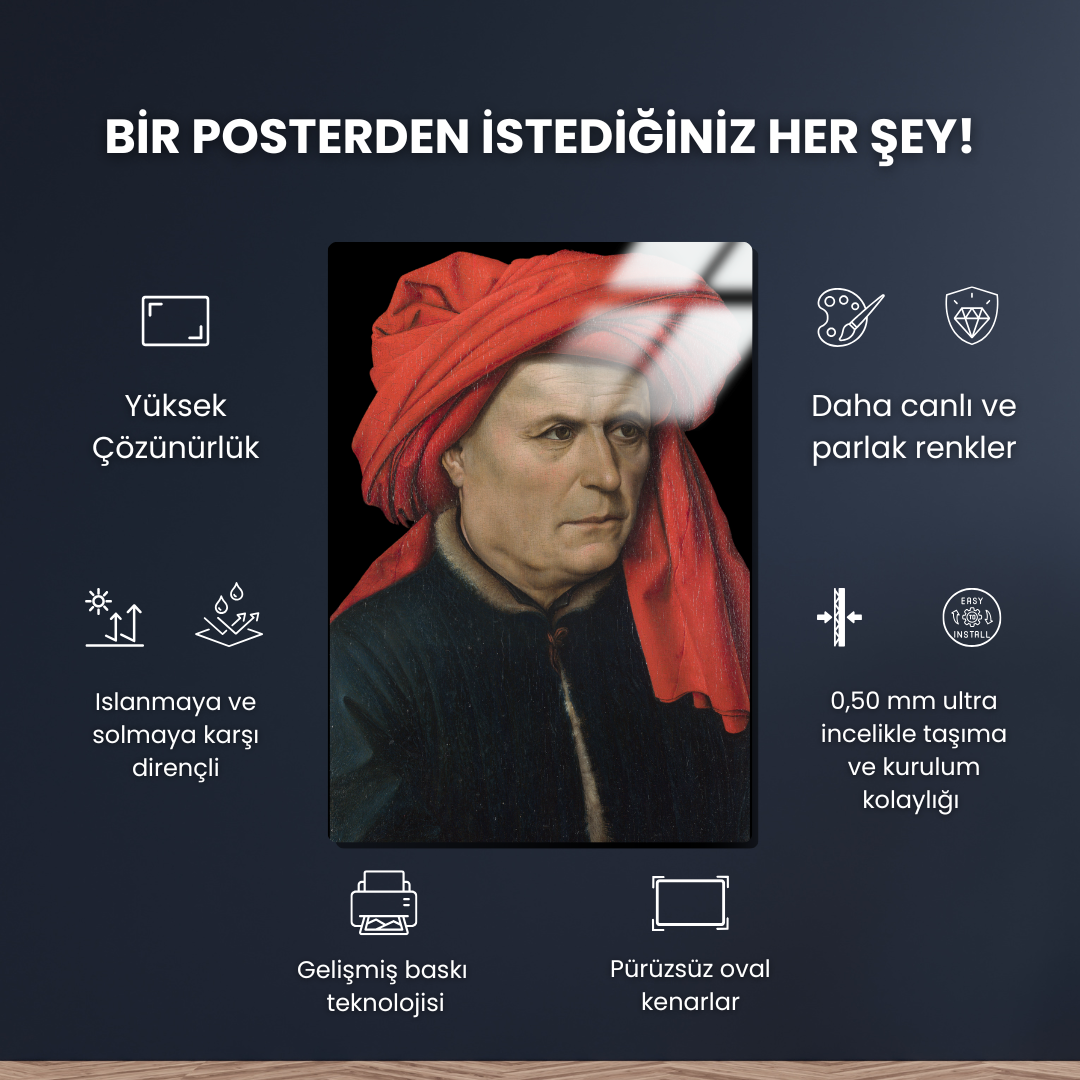 Bir Adam Portresi (Portrait of a Man) - Robert Campin - Metal Poster & Tablo