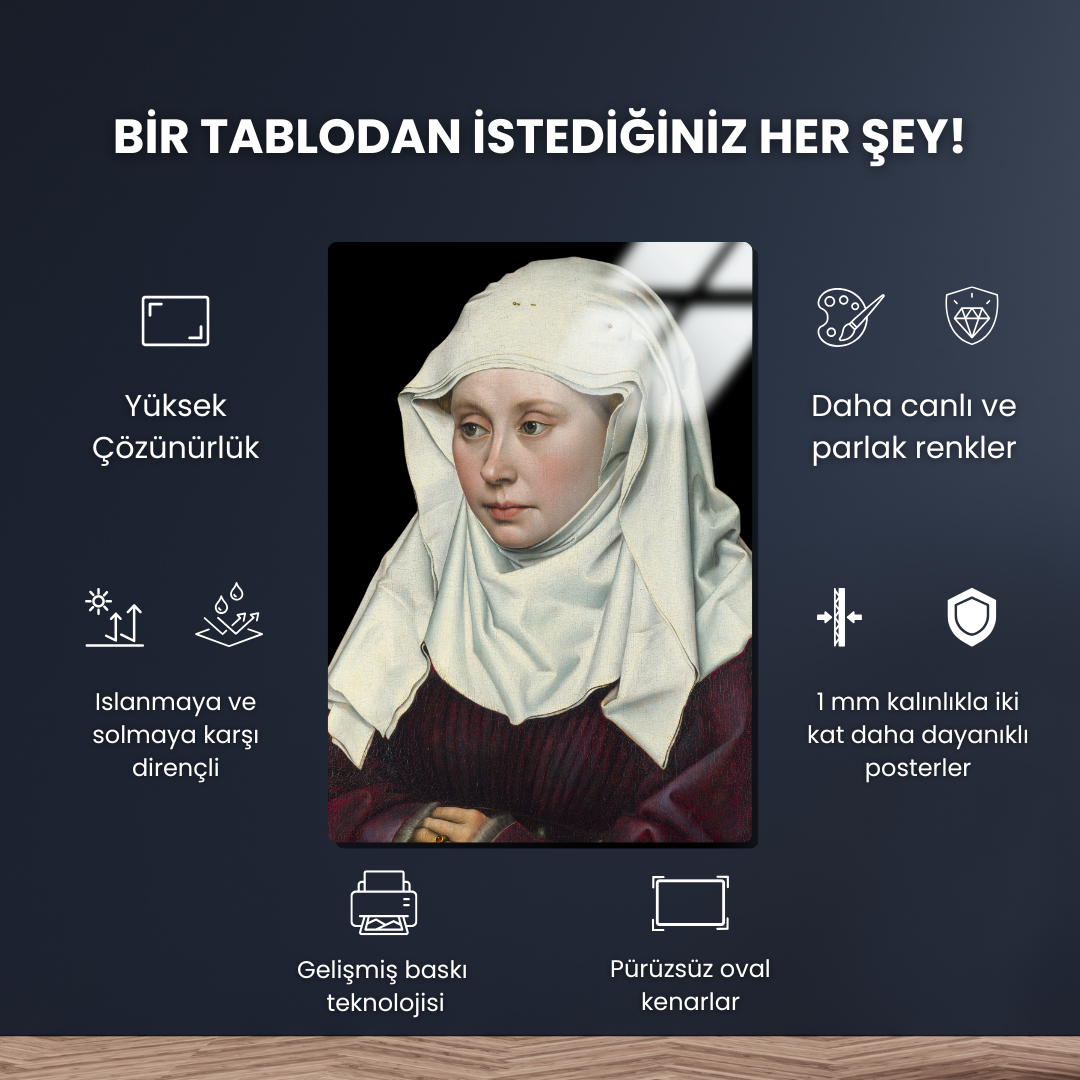 Bir Kadın Portresi (Portrait of a Woman) - Robert Campin - Metal Poster & Tablo
