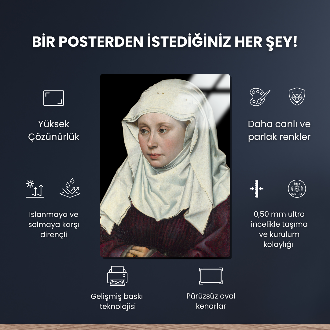 Bir Kadın Portresi (Portrait of a Woman) - Robert Campin - Metal Poster & Tablo