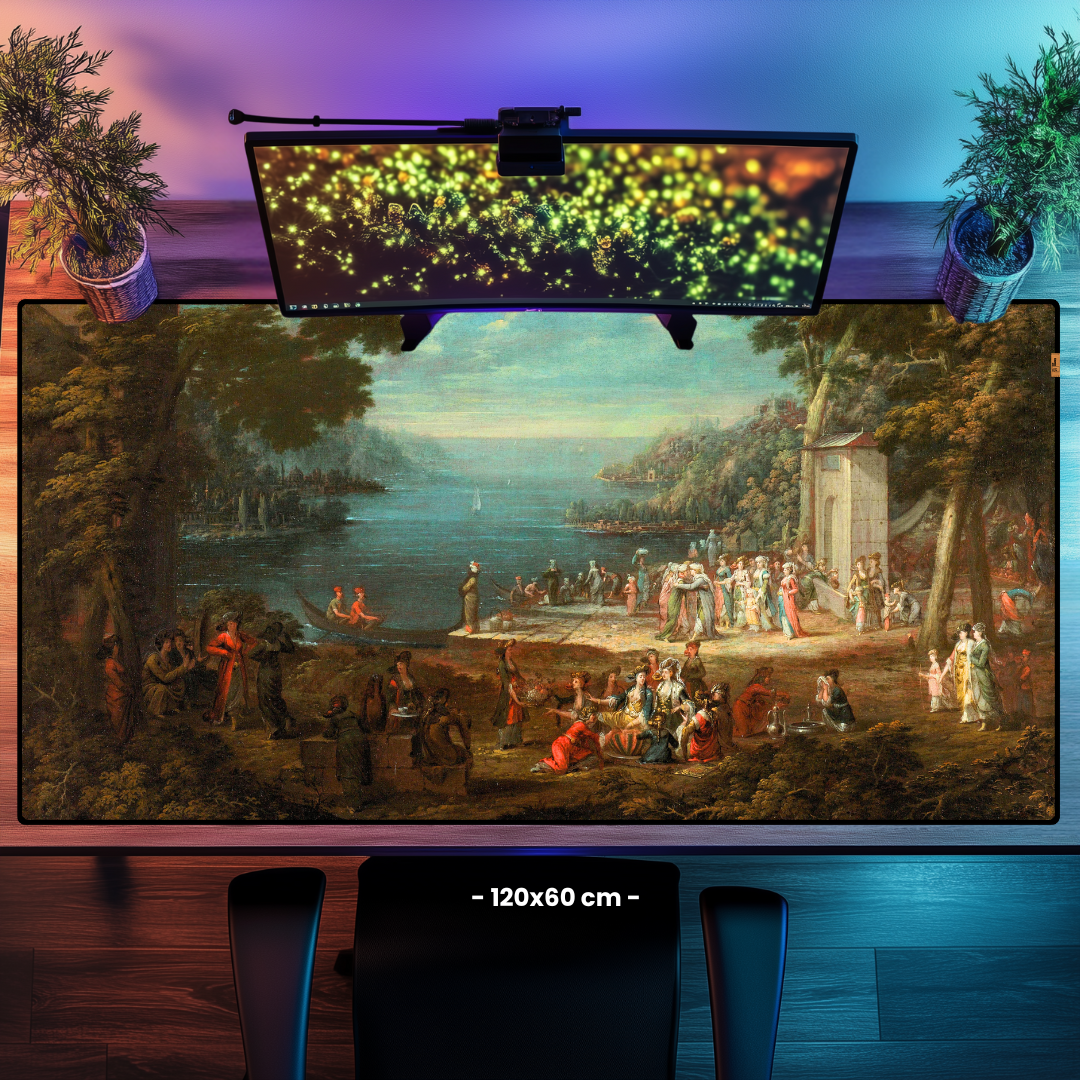 Boğaz Boyunca Hünkâr İskelesi'nde Kadınlar Gezisi (Ladies’ Outing at Hünkâr İskelesi along the Bosporus) - Jean Baptiste Vanmour - Mouse Pad & Masa Matı