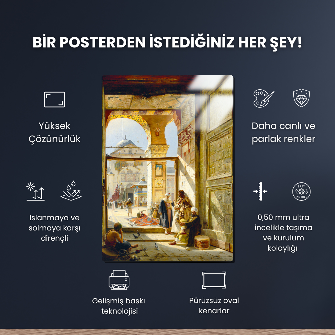 Büyük Emevi Camii Kapısı, Şam (The Gate Of The Great Umayyad Mosque, Damascus) - Gustav Bauernfeind - Metal Poster & Tablo
