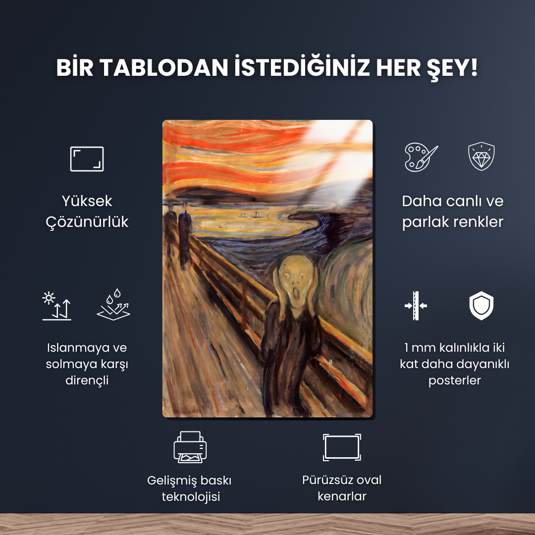 Çığlık (The Scream) - Edvard Munch - Metal Poster & Tablo