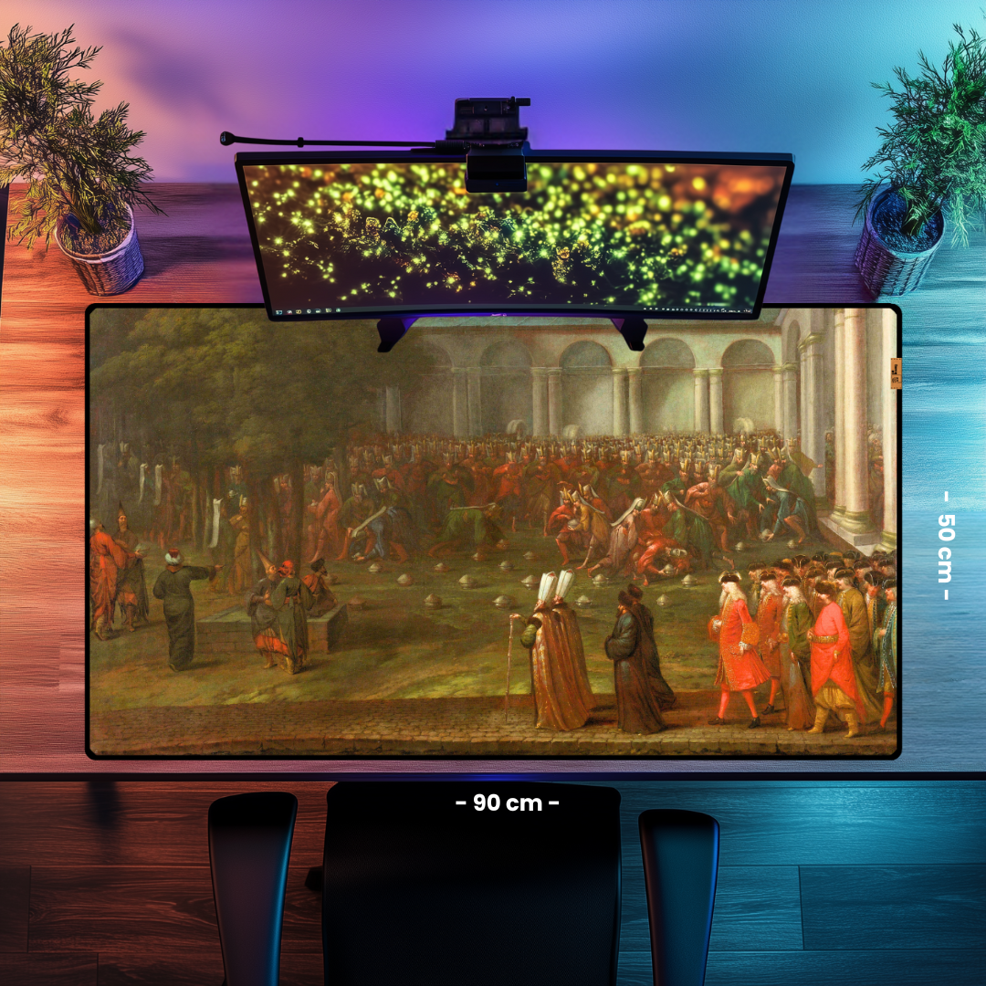 Cornelis Calkoen, Sultan III. Ahmed'le Görüşme Yolunda - (Cornelis Calkoen on his Way to his Audience with Sultan Ahmed III) - Jean Baptiste Vanmour - Mouse Pad & Masa Matı