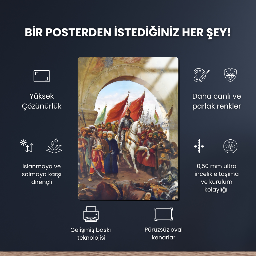 Fatih Sultan Mehmet'in İstanbul'a Girişi (Mehmed ll, Entering the City of Constantinople) -  Fausto Zonaro - Metal Poster & Tablo