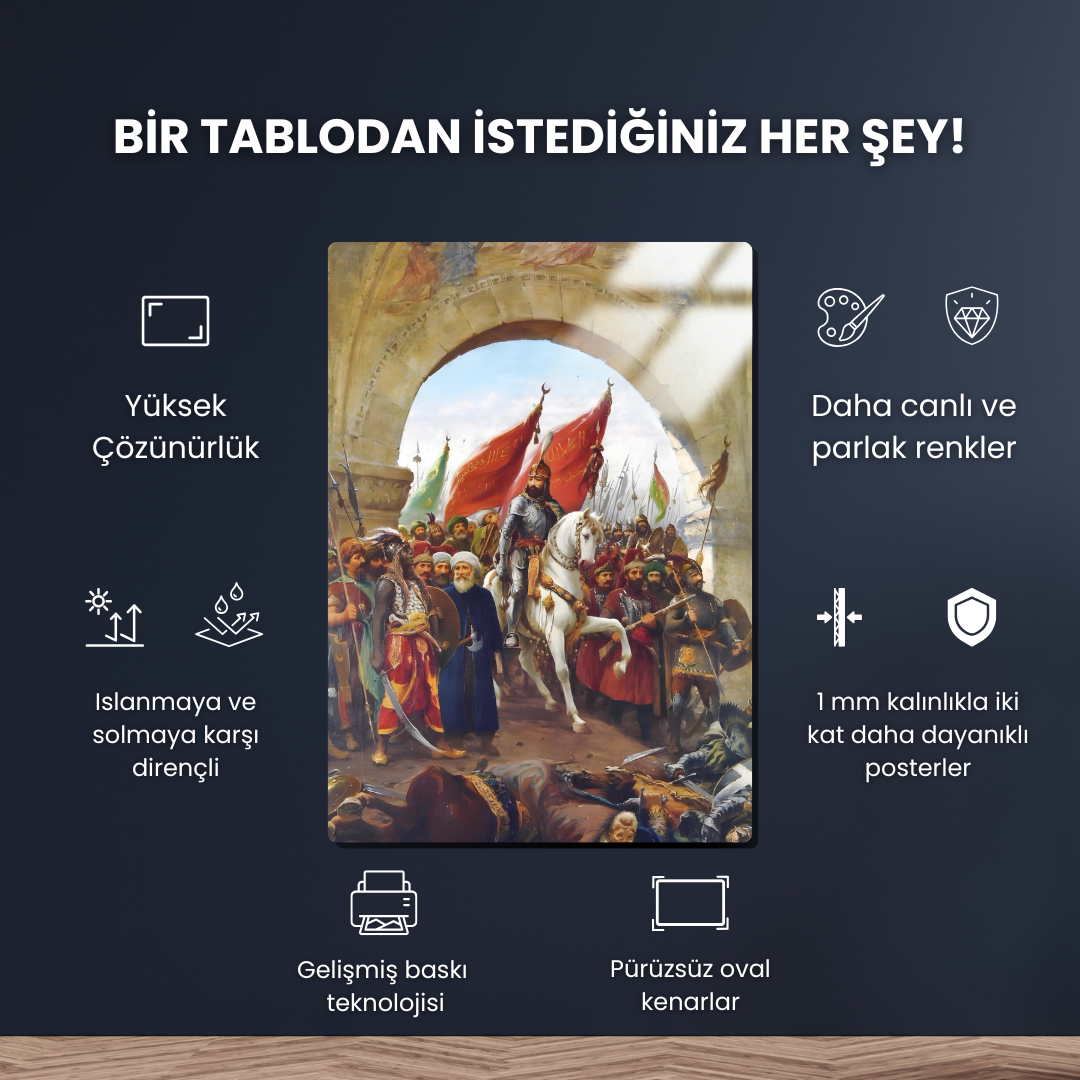 Fatih Sultan Mehmet'in İstanbul'a Girişi (Mehmed ll, Entering the City of Constantinople) -  Fausto Zonaro - Metal Poster & Tablo