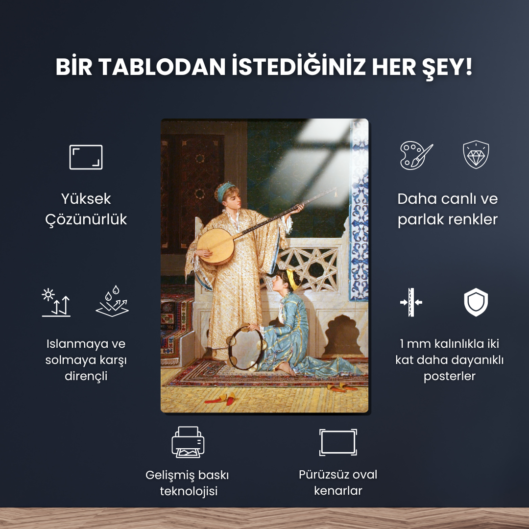 İki Müzisyen Kız (Two Musician Girls) - Osman Hamdi Bey - Metal Poster & Tablo