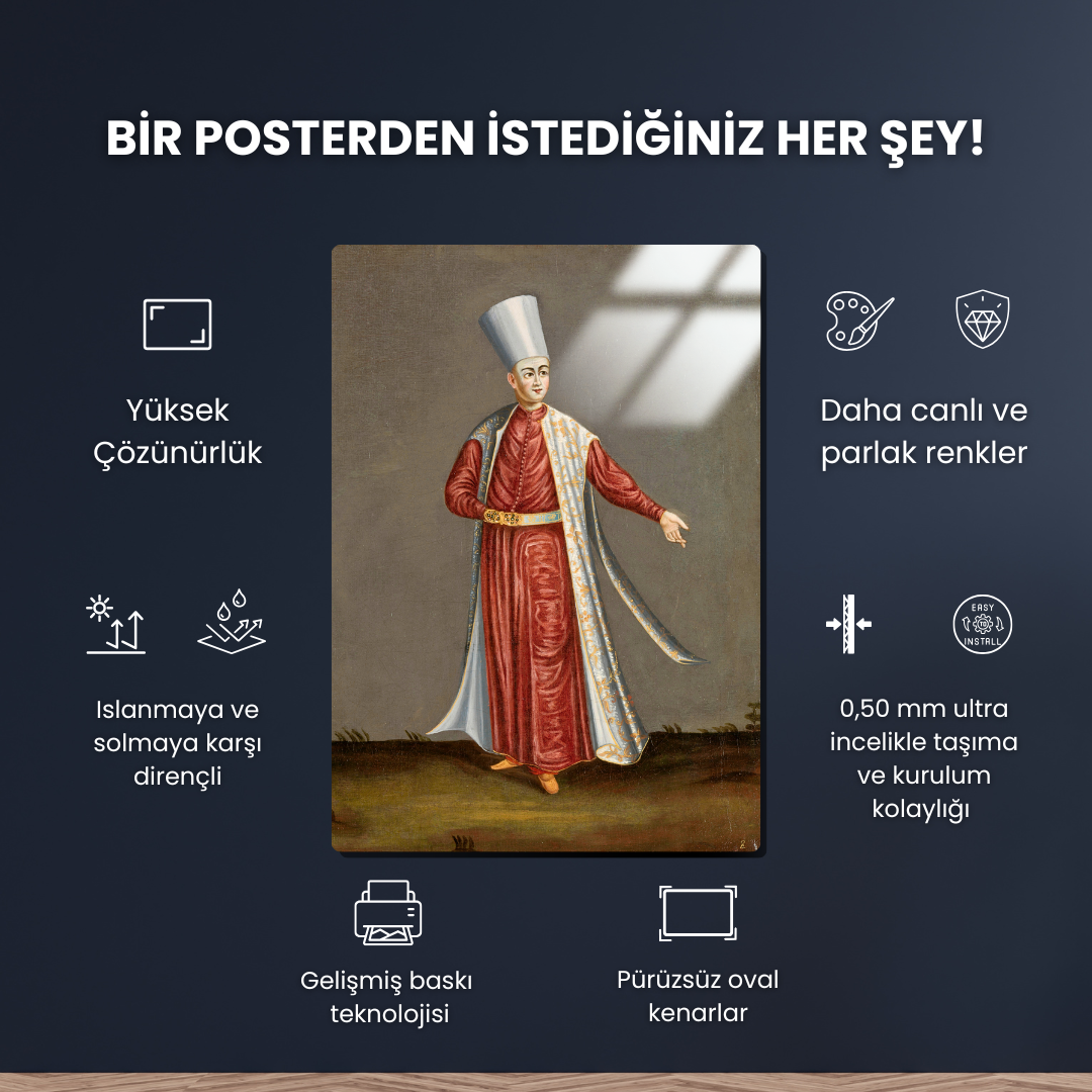 Kapı Ağası, Sultanın Beyaz Hadımlarının Başı (The Capon Aghassi, Chief of the White Eunuchs of the Sultan) -Jean-Baptiste Vanmour - Metal Poster & Tablo