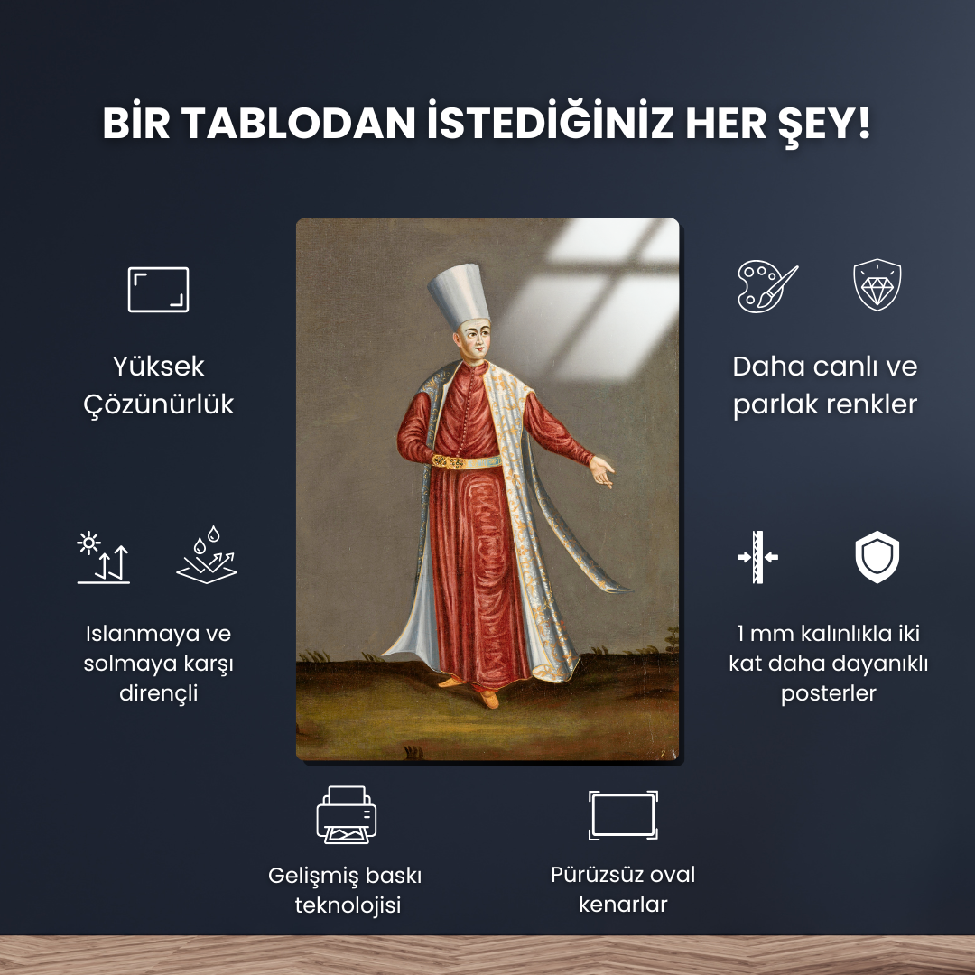 Kapı Ağası, Sultanın Beyaz Hadımlarının Başı (The Capon Aghassi, Chief of the White Eunuchs of the Sultan) -Jean-Baptiste Vanmour - Metal Poster & Tablo