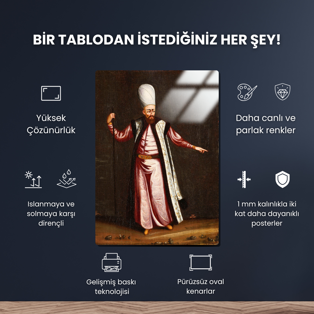 Kapıcıbaşı, Sarayın Büyük Ustası (The Capoudgi Bachi, Grand-master of the Seraglio) - Jean Baptiste Vanmour - Metal Poster & Tablo