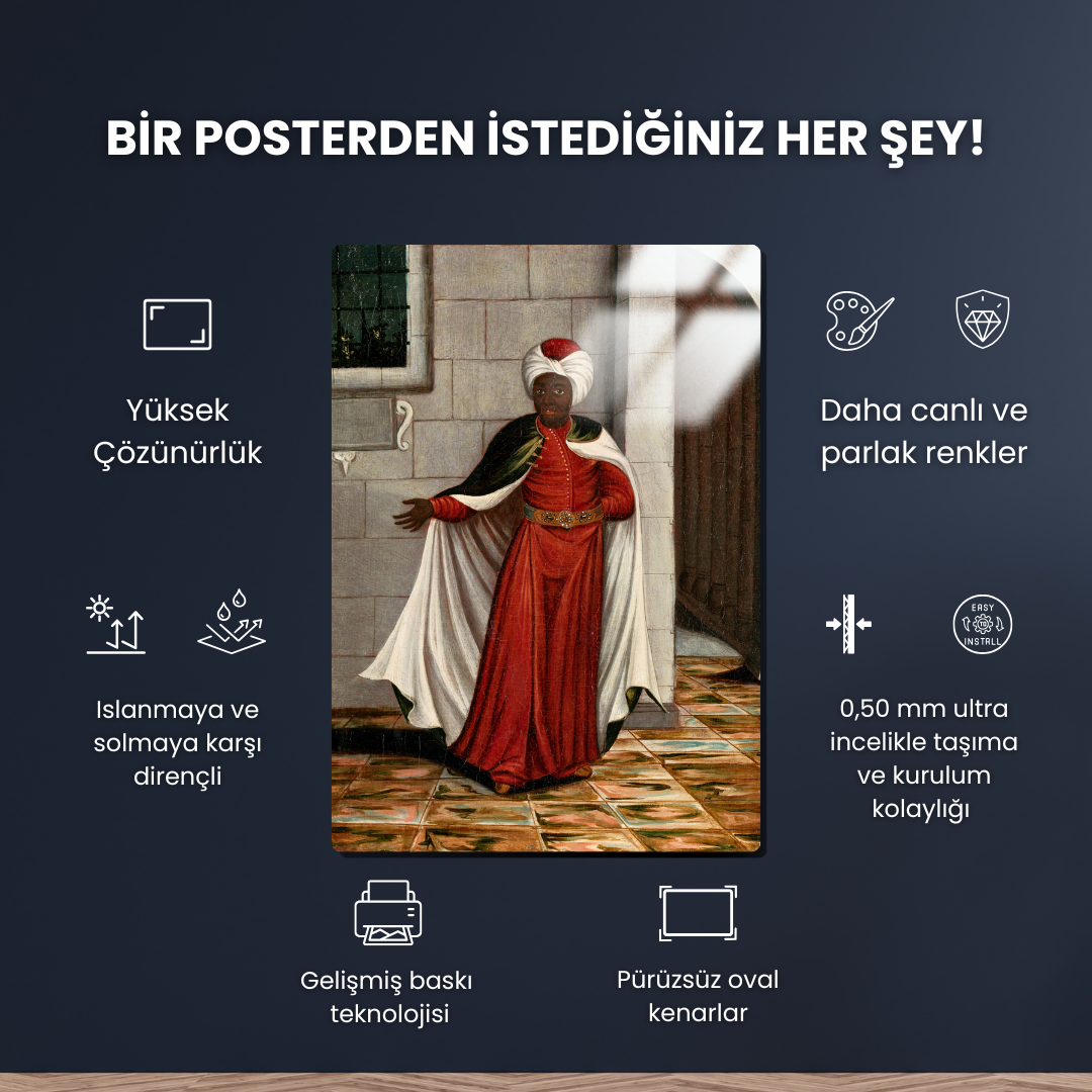 Kızlar Ağası, Sultanın Kara Hadımlarının Başı (The Kislar Aghassi, Chief of the Black Eunuchs of the Sultan) - Jean Baptiste Vanmour - Metal Poster & Tablo