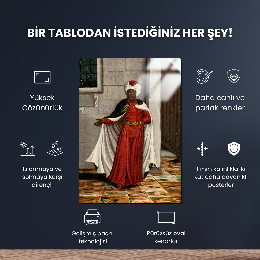 Kızlar Ağası, Sultanın Kara Hadımlarının Başı (The Kislar Aghassi, Chief of the Black Eunuchs of the Sultan) - Jean Baptiste Vanmour - Metal Poster & Tablo