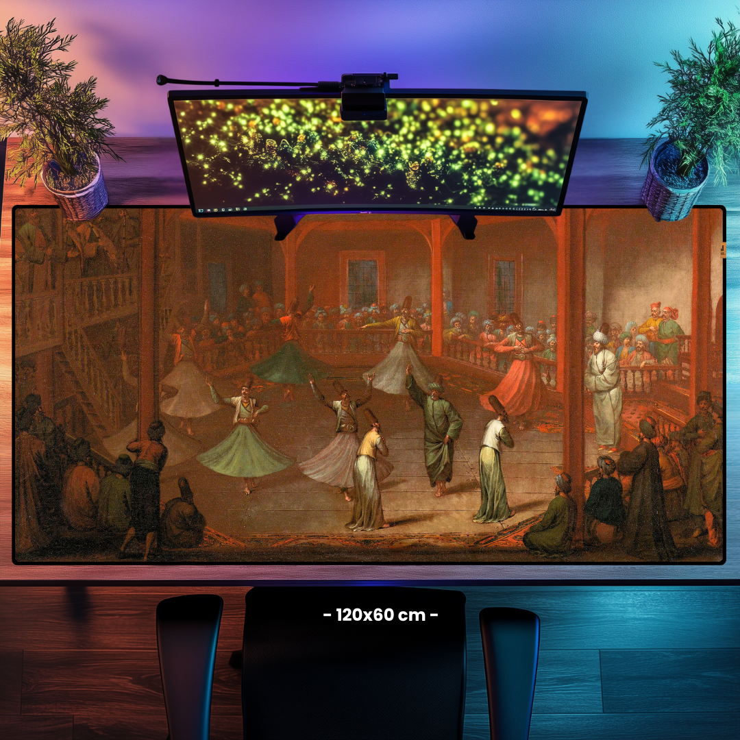 Mevlevi Dervişler (Whirling Dervishes) - Jean Baptiste Vanmour - Mouse Pad & Masa Matı