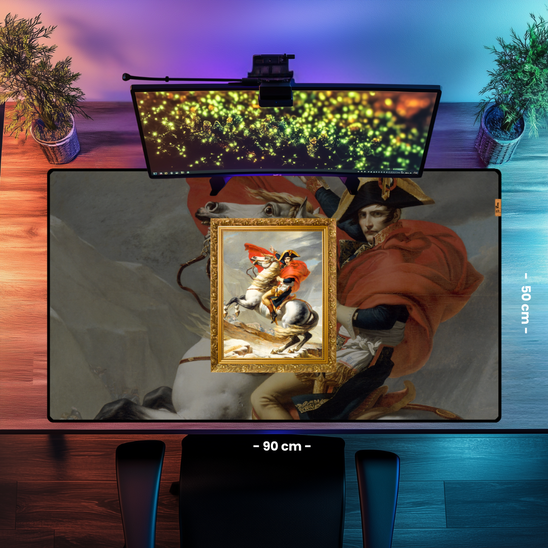 Napolyon Alpleri Geçerken (Napoleon Crossing the Alps) – Jacques-Louis David - Mouse Pad & Masa Matı
