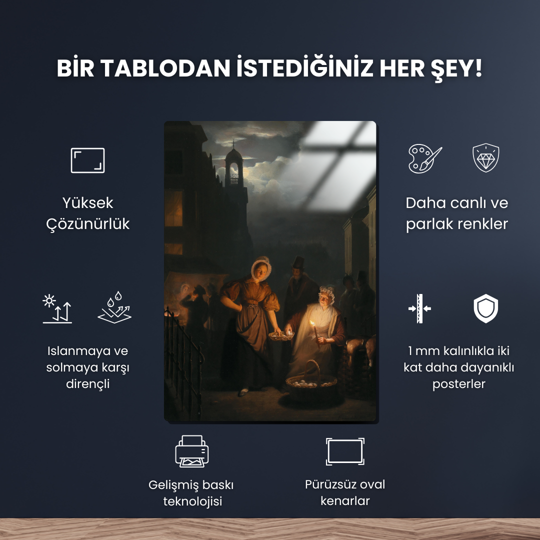 Rotterdam'da Gece Pazarı (Night Market in Rotterdam) - Petrus van Schendel - Metal Poster & Tablo