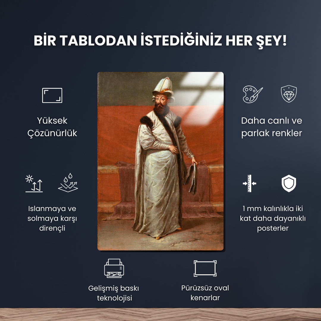 Sadrazam Nevşehirli Damad İbrahim Paşa (Grand Vizier Nevşehirli Damat Ĭbrahim Pasa) - Jean-Baptiste Vanmour - Metal Poster & Tablo