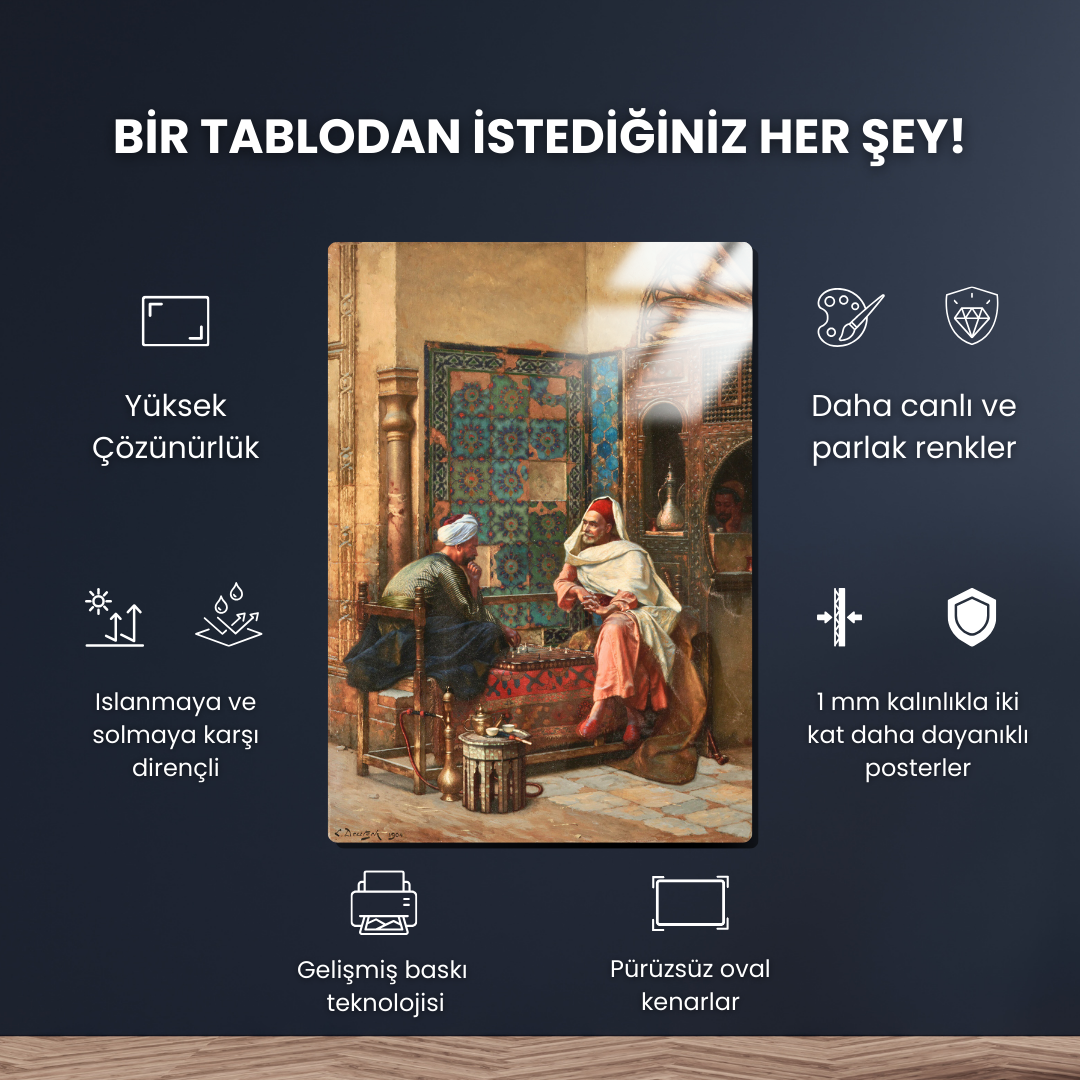 Santranç Oyuncuları (The Chess Players) - Ludwig Deutsch - Metal Poster & Tablo