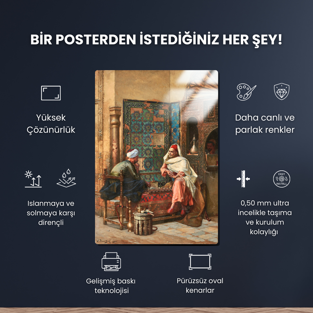 Santranç Oyuncuları (The Chess Players) - Ludwig Deutsch - Metal Poster & Tablo