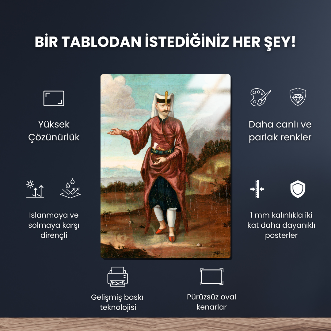 Yeniçeri (A Soldier of the Janissaries) - Jean-Baptiste Vanmour - Metal Poster & Tablo