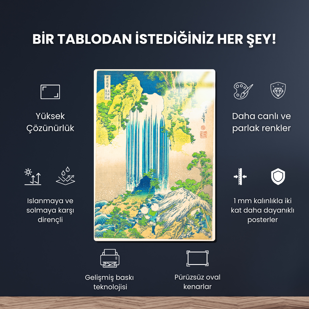 Yoro Şelalesi, Mino Eyaleti (Yoro Waterfall, Mino Province)-Katsushika Hokusai - Metal Poster & Tablo