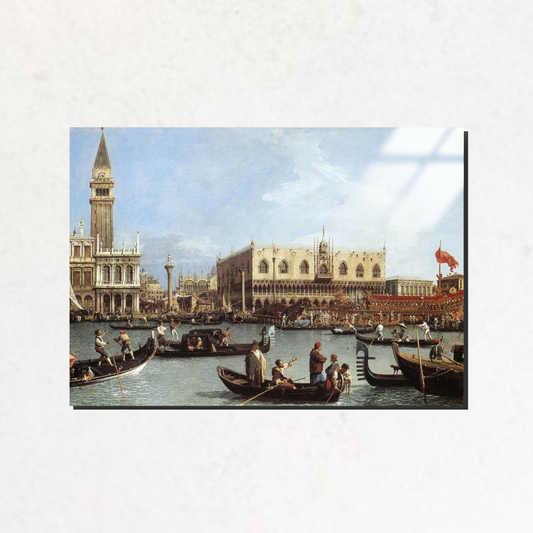 Yükseliş Günü'nde Bucentoro'nun Molo'ya Dönüşü (Return of the Bucentoro to the Molo on Ascension Day) - Giovanni Antonio Canal - Metal Poster & Tablo
